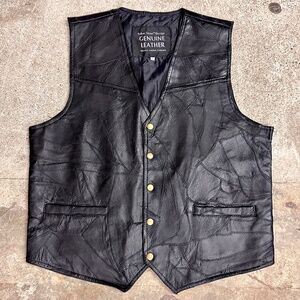 Vintage Black Patchwork Vest by Navarre Leather Company Size XL